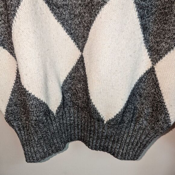 PRINGLE OF SCOTLAND Grey & White Argyle Wool Knit Crewneck Sweater Size Small - Picture 3 of 11
